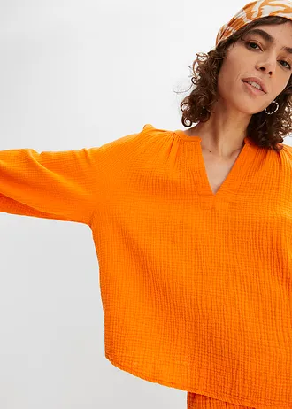 Oversize halenka z mušelínu • oranžová • bonprix obchod