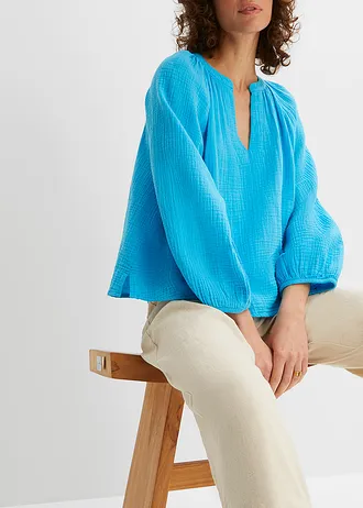 Oversize halenka z mušelínu • tyrkysová • bonprix obchod