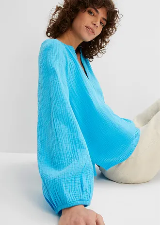 Oversize halenka z mušelínu • tyrkysová • bonprix obchod