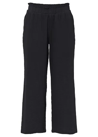 Pantalon large en gaze de coton • noir • Boutique bonprix