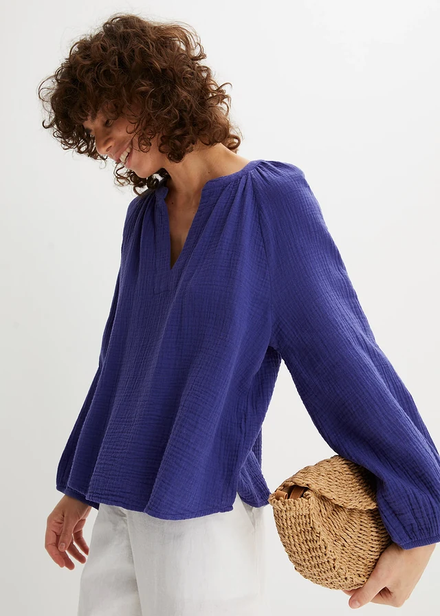 Blouse oversize en gaze de coton