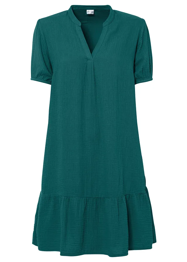 Robe courte en gaze de coton, Couleur: pétrole