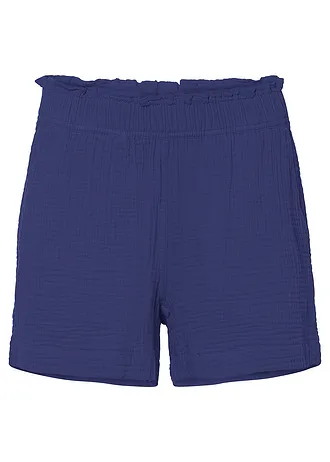 Mousseline short van katoen, Kleur: blauwviolet
