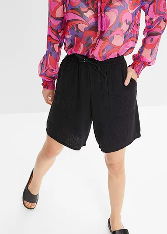 Mušelínové bermudy bez zapínania • čierna • obchod bonprix