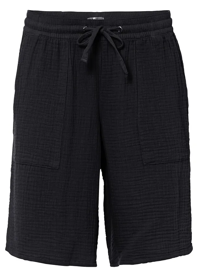 Mušelínové bermudy s vysokým pohodlným pásom