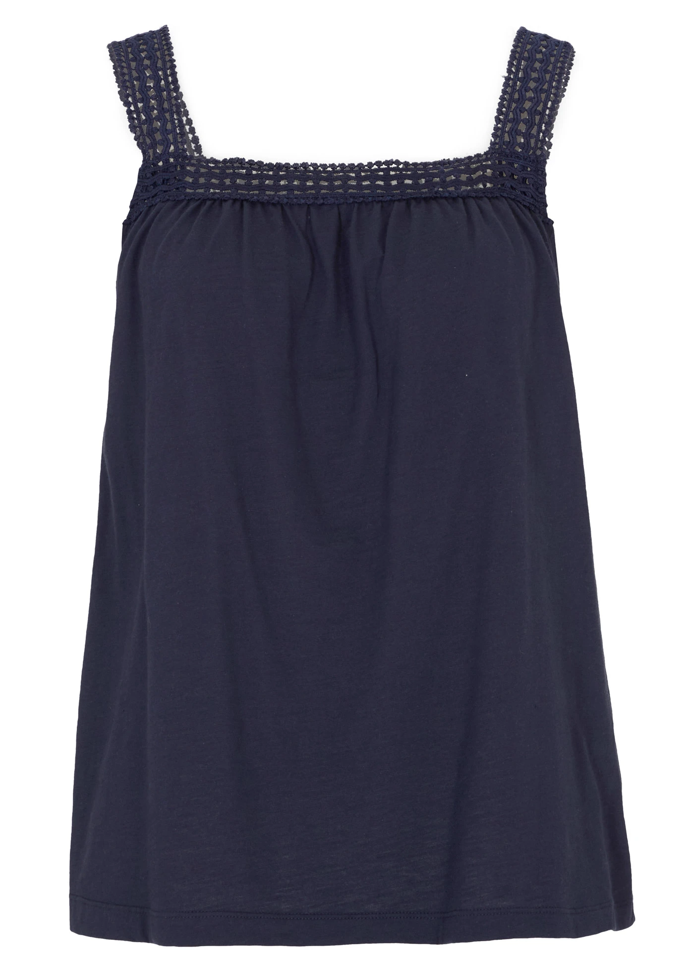 Losjes vallende top met kanten schouderbandjes • donkerblauw • bonprix online shop