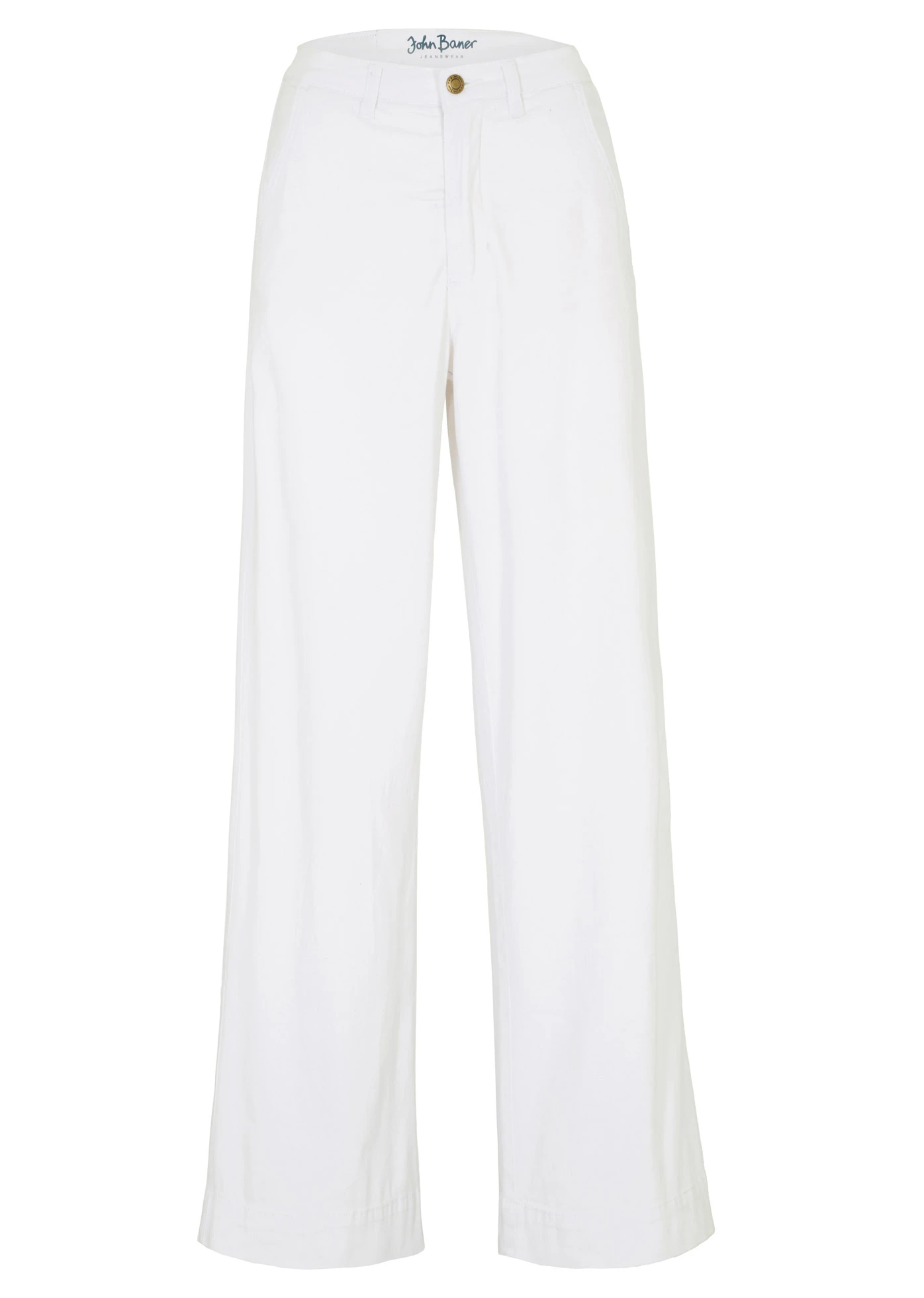 Jeansy wide leg, high waist, ze stretchem • biały diagonal • sklep bonprix