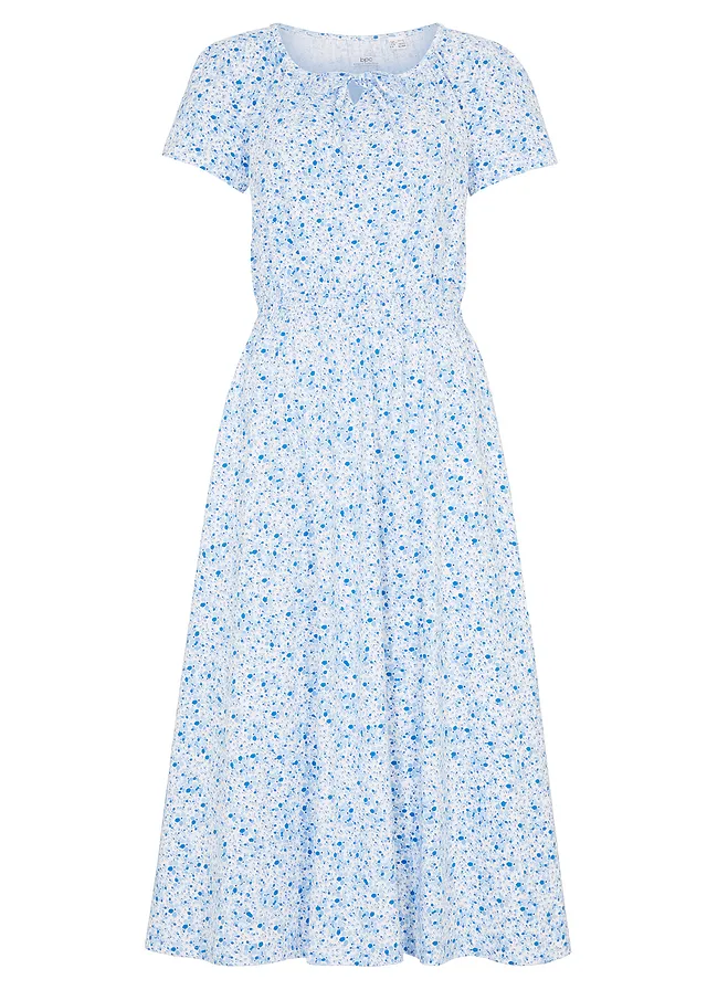 Midi šaty so širokým riasením na páse, s bio bavlnou