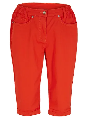 Katoenen bermuda met comfortband, Kleur: paprikarood