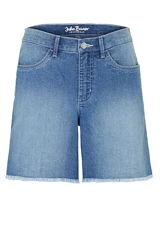 Strečové džínové šortky, Mid Waist, barva: světle modrý denim