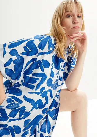 Žerzejové šaty • drahokamově modrá/bílá • bonprix obchod