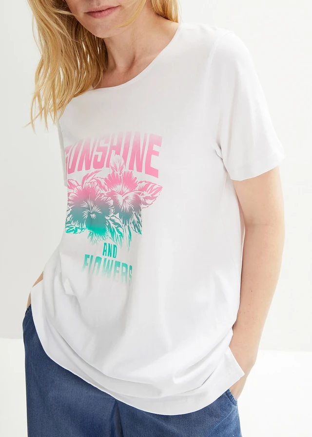 T-shirt coton avec imprimé, manches courtes • blanc imprimé • product-page.page-title-suffix