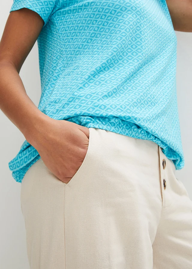 T-shirt à base élastiquée, manches courtes • turquoise imprimé graphique • product-page.page-title-suffix