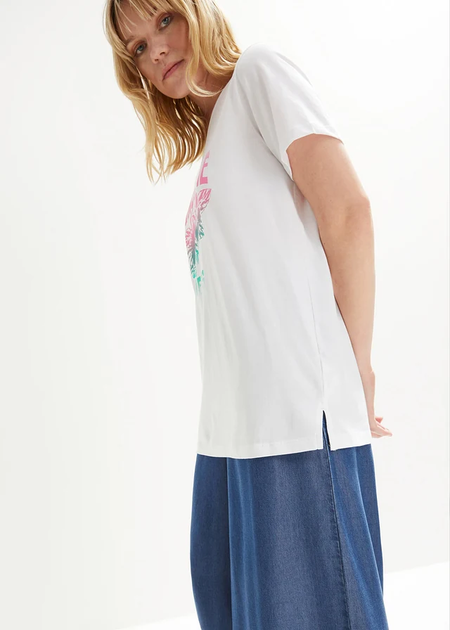 T-shirt coton avec imprimé, manches courtes • blanc imprimé • product-page.page-title-suffix
