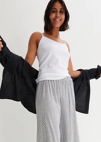 Top cu bretele subțiri din bumbac organic 100% (set/2 buc.), culoare: negru/alb