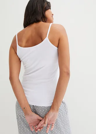 Top cu bretele subțiri din bumbac organic 100% (set/2 buc.), culoare: negru/alb