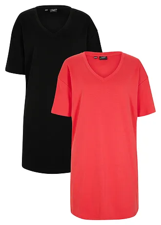 Úpletové šaty s výstřihem do V, oversized (2 ks v balení)