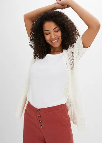 Pletený ažurový kabátek, barva: přírodní bílá