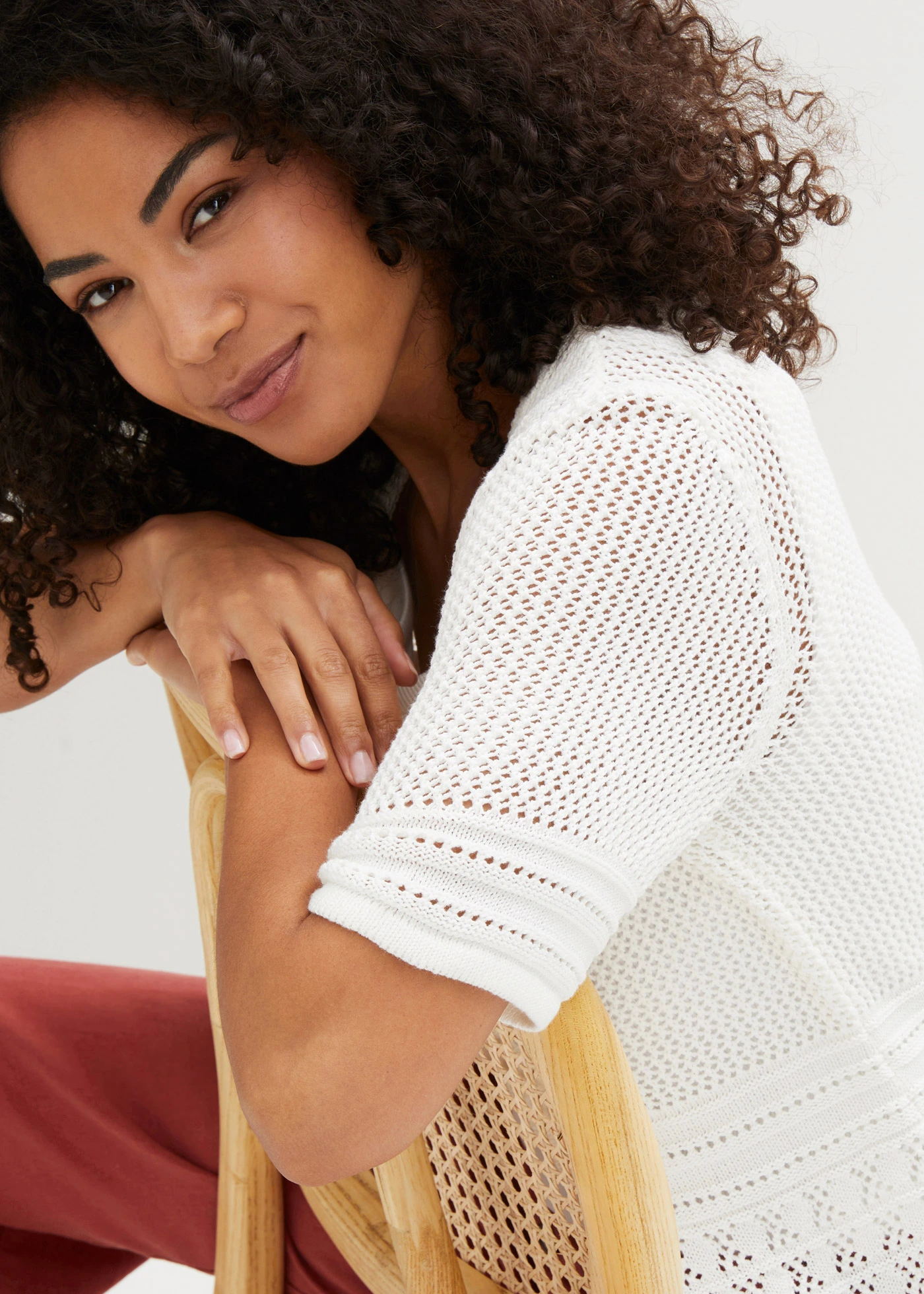 Pletený ažurový kabátek • přírodní bílá • bonprix obchod