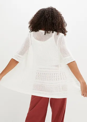 Pletený ažurový kabátek, barva: přírodní bílá