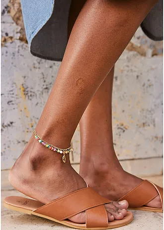 Řetízek na nohu (2 ks) • zlaté tóny-pestré barvy • bonprix obchod