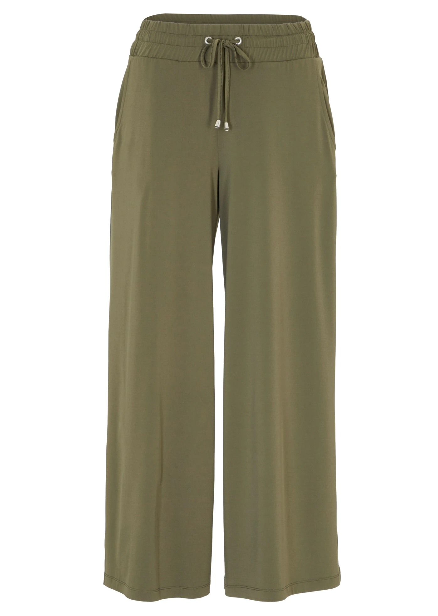 Jersey broek met een comfortabele band • donkerolijfgroen-zilverkleur • bonprix online shop