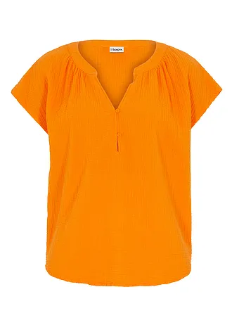 Blouse en gaze 100% coton, Couleur: orange citrouille