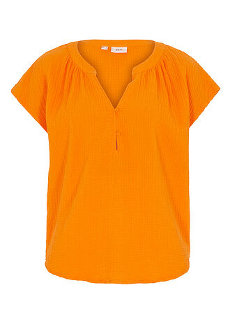 Mousseline blousetop van katoen, Kleur: pompoenoranje