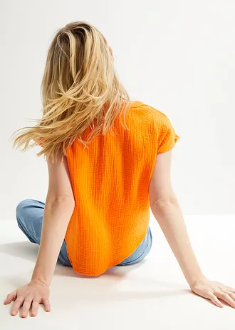 Blousetop van katoen • pompoenoranje • bonprix online shop