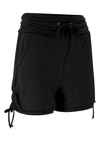 Şort drapat pe părţi, culoare: negru