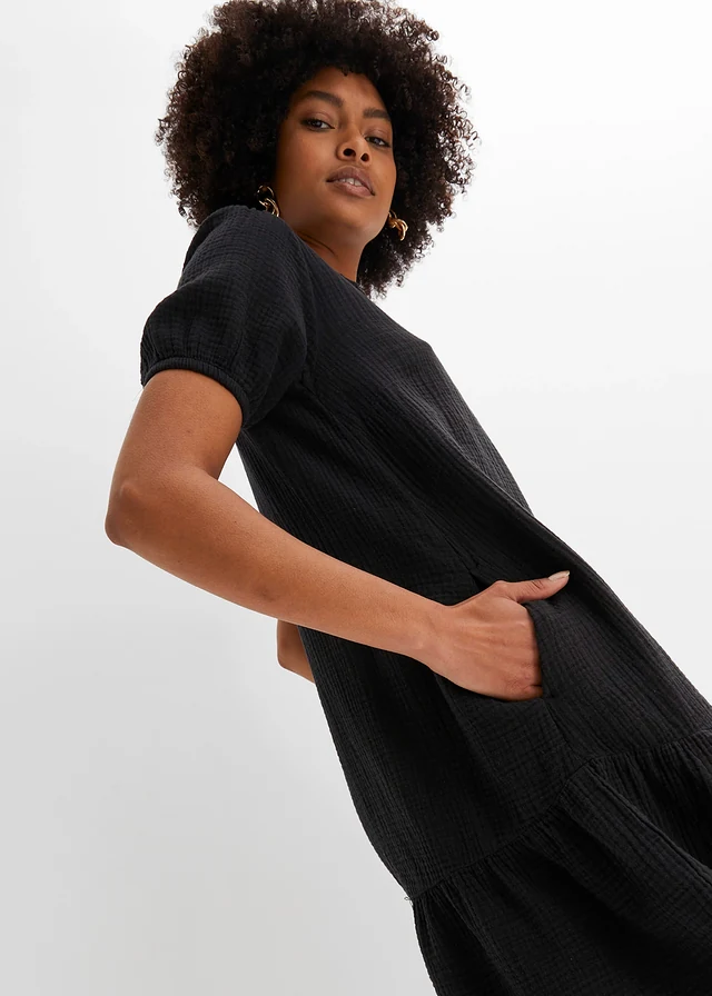 Robe courte en gaze de coton • noir • product-page.page-title-suffix