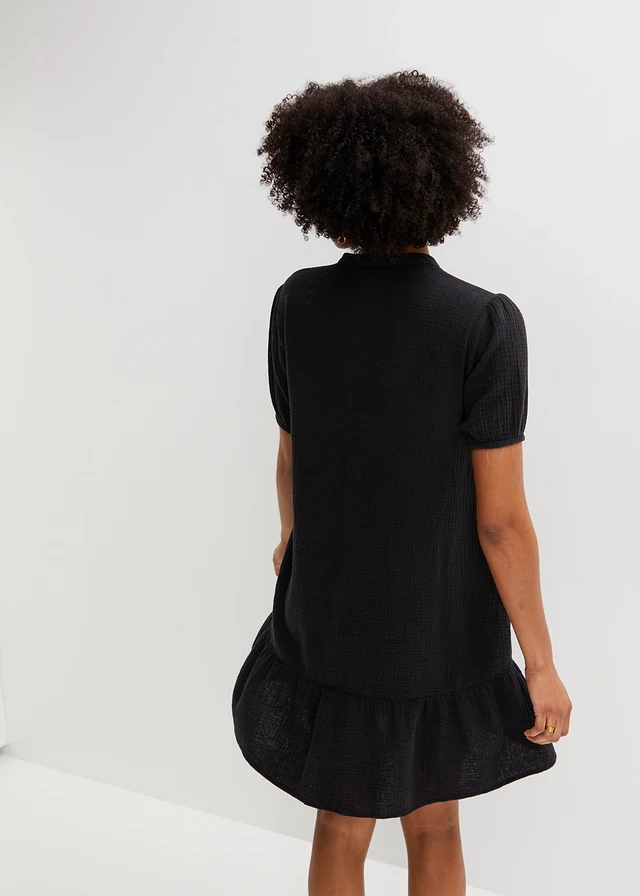 Robe courte en gaze de coton, Couleur: noir