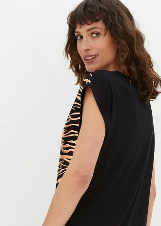 Bluză stil patchwork • negru/arămiu • magazin bonprix