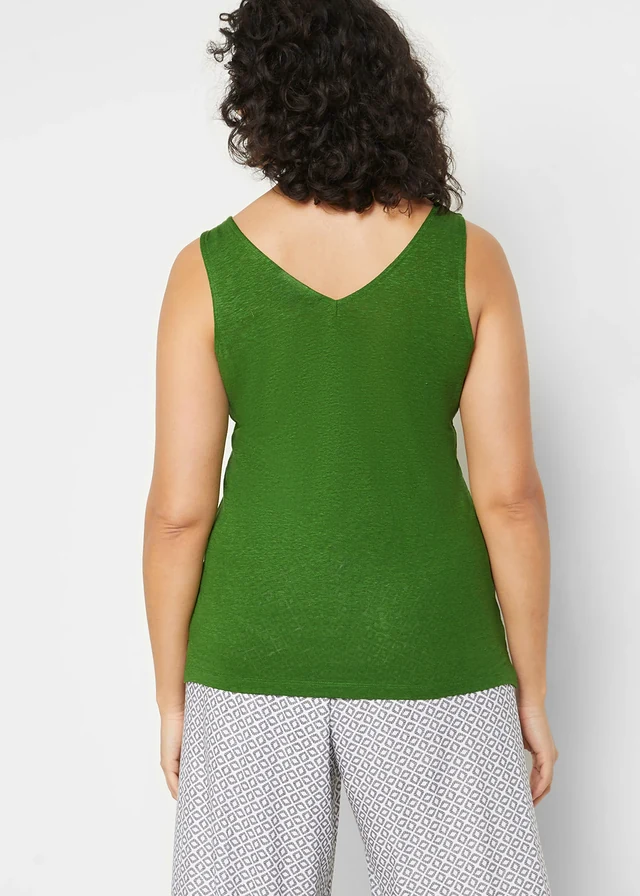 Débardeur 100% lin, Couleur: vert forêt