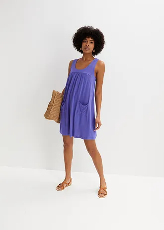 Robe courte en jersey en viscose douce, Couleur: bleu violet
