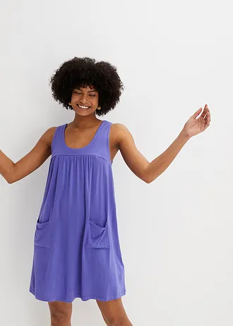 Robe courte en jersey en viscose douce, Couleur: bleu violet