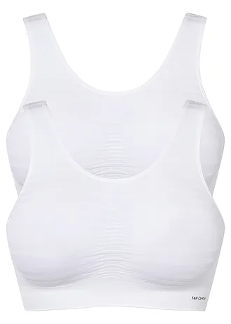 Lot de 2 brassières sans coutures Feel Comfort, Couleur: 2 x blanc rayé