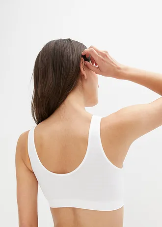 Lot de 2 brassières sans coutures Feel Comfort, Couleur: 2 x blanc rayé