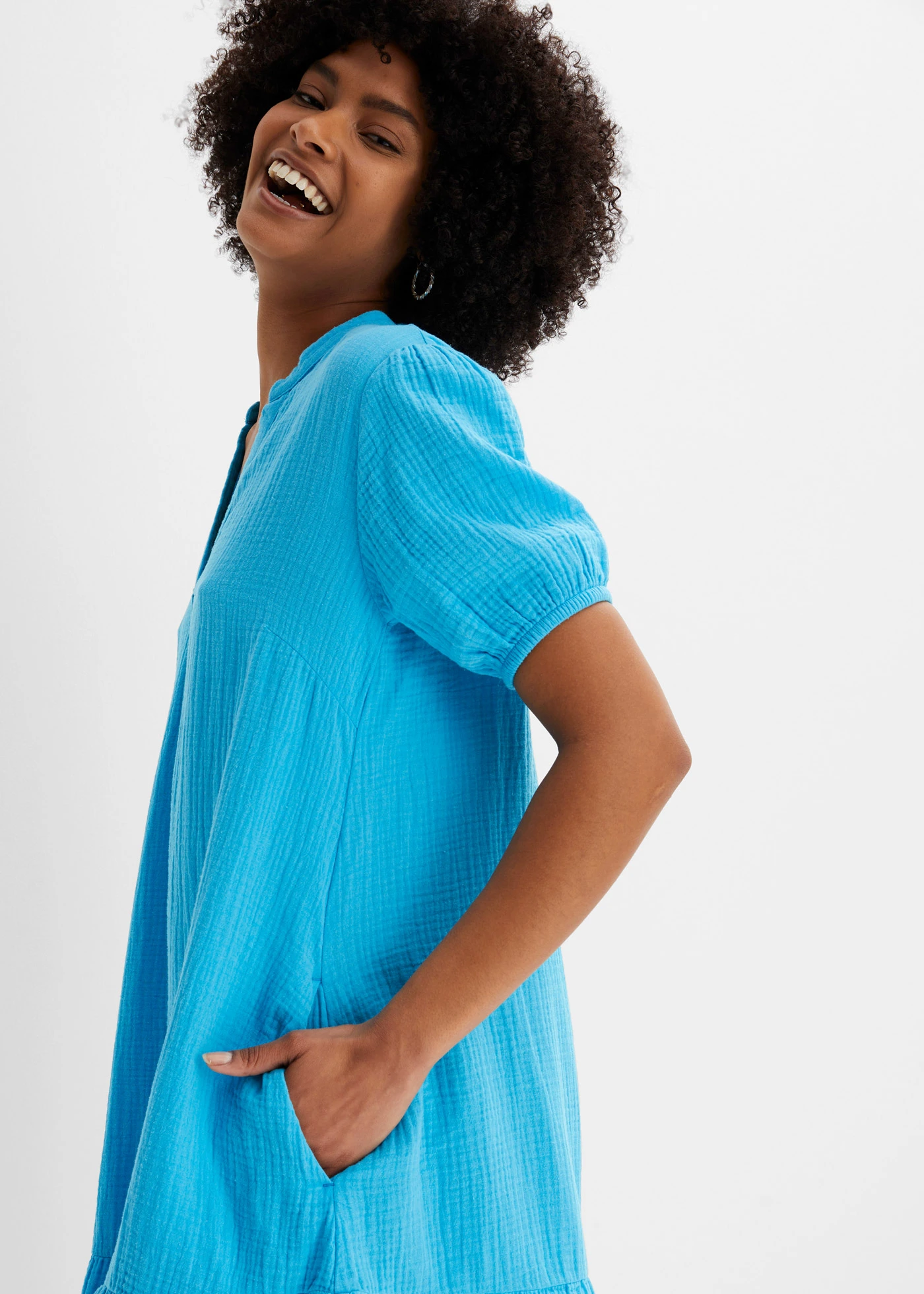 Mušelínové minišaty • tyrkysová • bonprix obchod