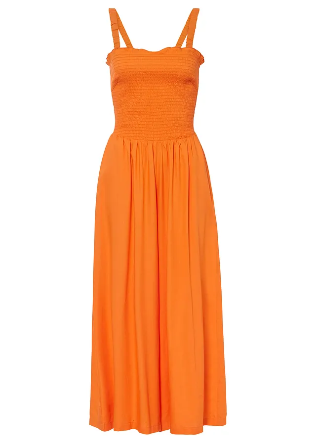 Jumpsuit van soepele viscose, Kleur: pompoenoranje