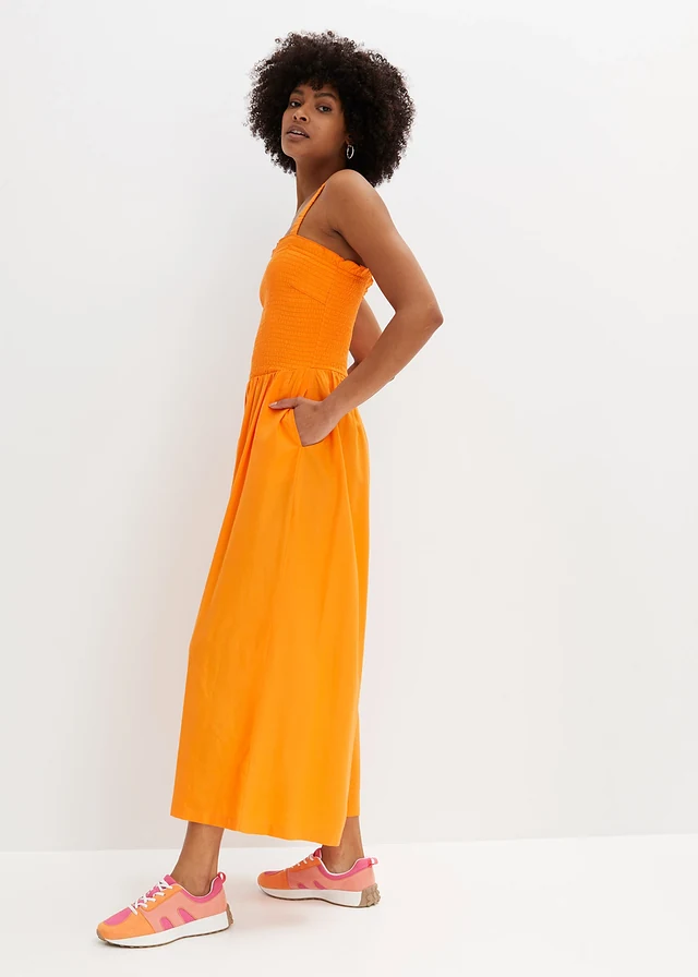 Jumpsuit van soepele viscose, Kleur: pompoenoranje