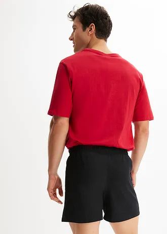 Krátké pyžamo s organickou bavlnou (2dílná souprava) • černá -přírodní bílá-tmavě červená • bonprix obchod