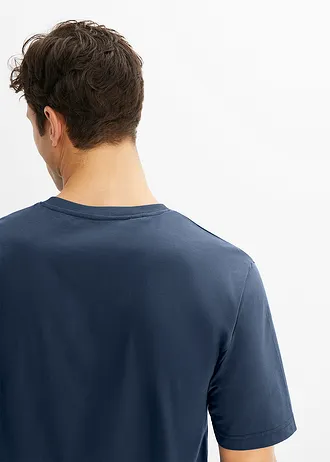 Krátké pyžamo s bavlnou (4dílná souprava) • antracitový melír + tmavě modrá • bonprix obchod