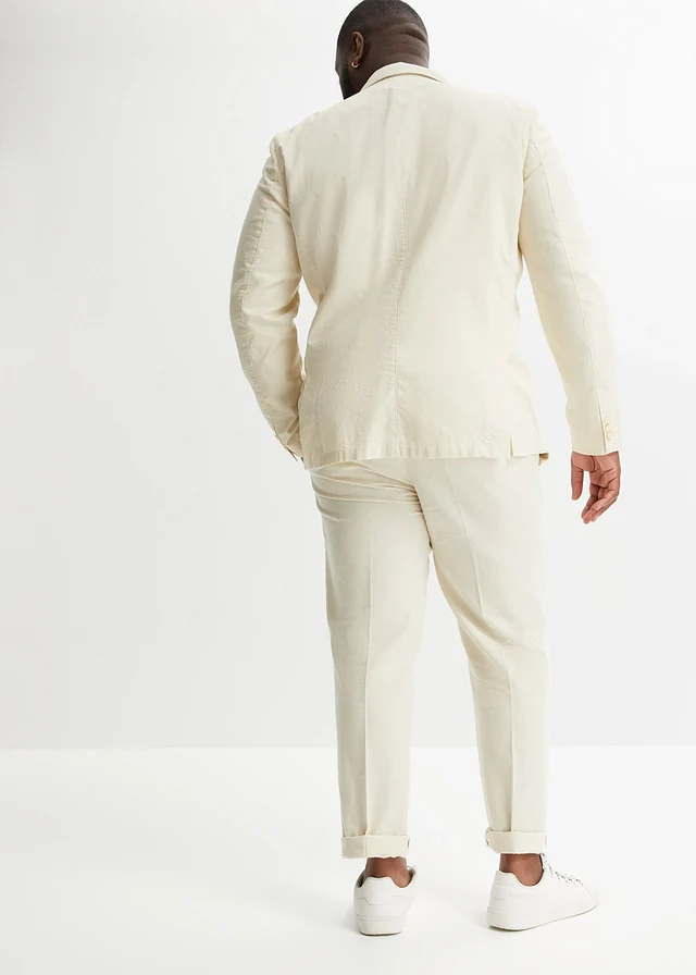 Pak met linnen, regular fit (2-dlg. set), Kleur: sandbeige