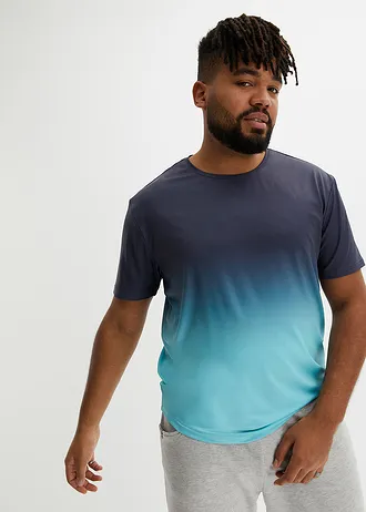 T-shirt sportowy w cieniowanym kolorze, kolor: ciemnoniebiesko-niebieski wodny