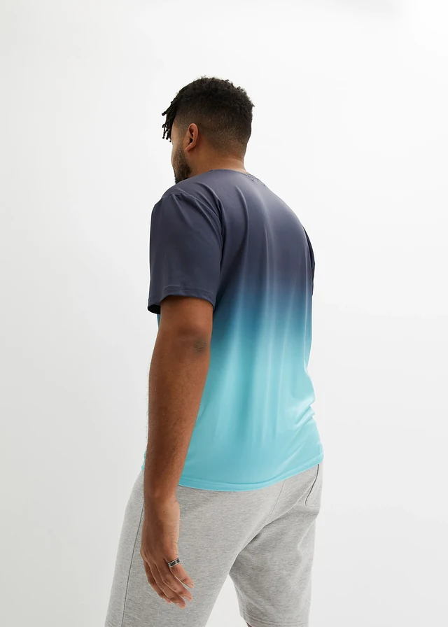 T-shirt de sport effet dégradé, Couleur: bleu foncé/turquoise clair