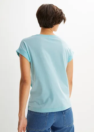 Shirt met paardenbloemen, Kleur: poolmint met print