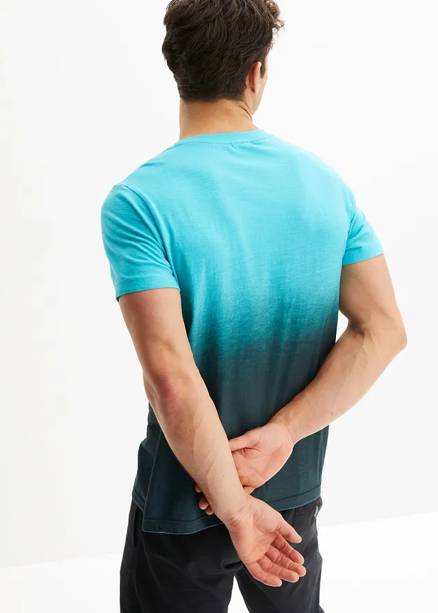 T-shirt, slim fit, Kleur: caraïbisch blauw-zwart