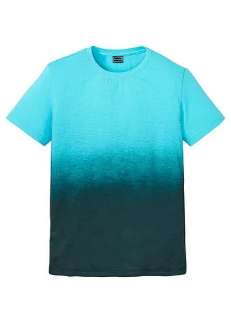 T-shirt, slim fit, Kleur: caraïbisch blauw-zwart