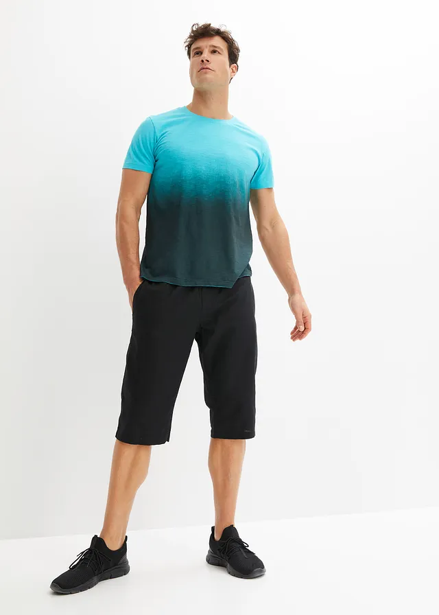 T-shirt, slim fit, Kleur: caraïbisch blauw-zwart